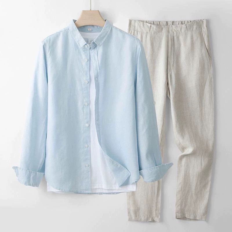 Linen Shirt Breathable - Lente nieuwe heren katoenen linnen overhemd