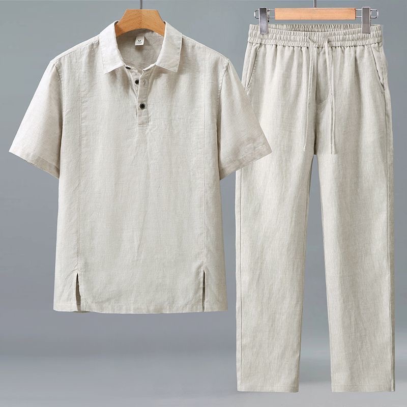 Short Linen Drawstring - Lente/Zomer Mode Retro Sport T-shirt met