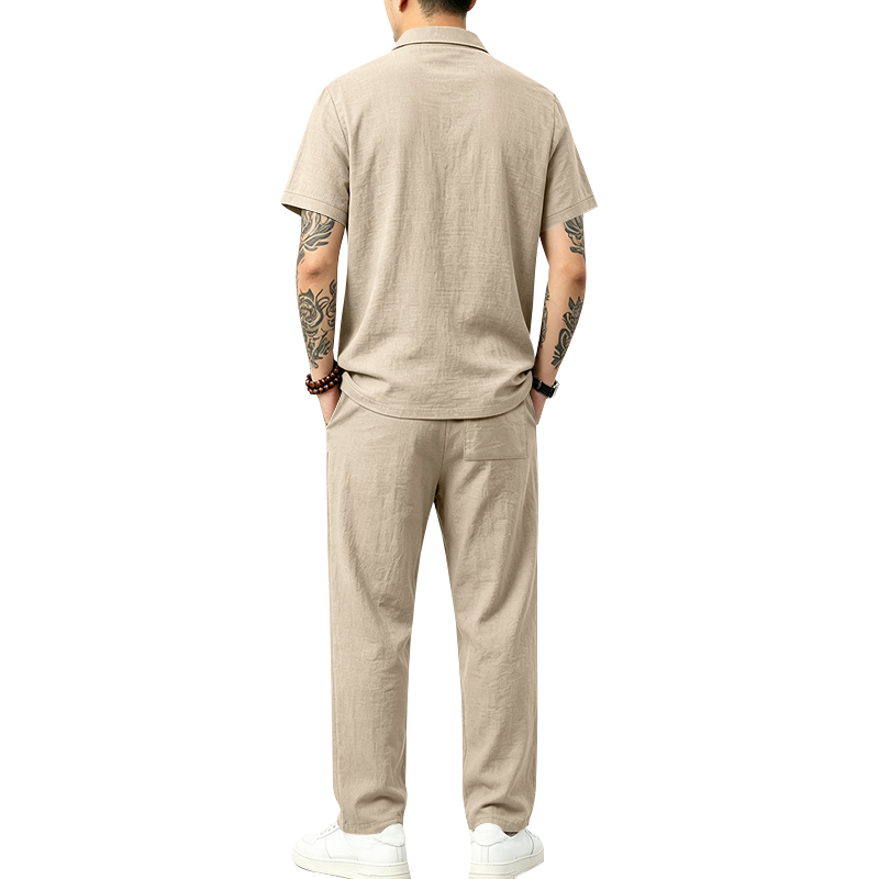 Heren 2-delige poloset met kor - Short Linen Drawstring recensie en prijs