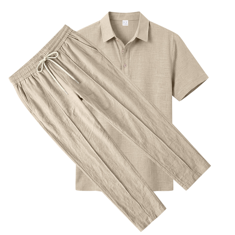 Heren 2-delige poloset met kor - Short Linen Drawstring recensie en prijs